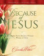 Product Description: Because of Jesus Bible Study</br></br>Did you know that Proverbs 31 is not a godly standardyou have to live up to, but a picture of who you alreadyare in Jesus?</br></br>In this 12-week study, join Connie as she looks at every verse in Proverbs 31 in the light of Jesus.</br></br>As you explore this Bible study, you will also be exploring who you already are and what you already have in Jesus. It's Good News!</br></br>Listen to the first message | Download Chapter 1 | View Chapter Titles</br></br>Message Titles Include:</br></br>1_Because of Jesus</br>2_A Covenant Of Grace</br>3_Abiding In Jesus</br>4_Renewing Your Mind</br>5_The Salvation Of Your Family</br>6_A Godly Wife</br>7_A Godly Mother</br>8_A Talented and Successful Woman</br>9_Blessed to be a Blessing</br>10_Divine Health</br>11_A Keeper of the Home</br>12_An Anointed Woman of Ministry</br></br>Other Because of Jesus Resources Available:</br></br>CD Set - 12 Cds</br>DVD Set - 6 Dvds</br>Group Bible Study Package</br>Bible Study Download PDF</br></br>Learn More</br></br>Learn More</br></br>Learn More</br></br>Learn More</br></br>Audio Mp3 Downloads</br>Bible Study 10 Packs</br>Video Mp4 Downloads</br></br>Leaders Guide</br></br>$3.50 per message</br></br>10 Bible Studies</br></br>Instant Download Product</br>Instant Download Product</br></br>Learn More</br></br>Learn More</br></br>Learn More</br></br>Learn More</br> Because of Jesus Bible study